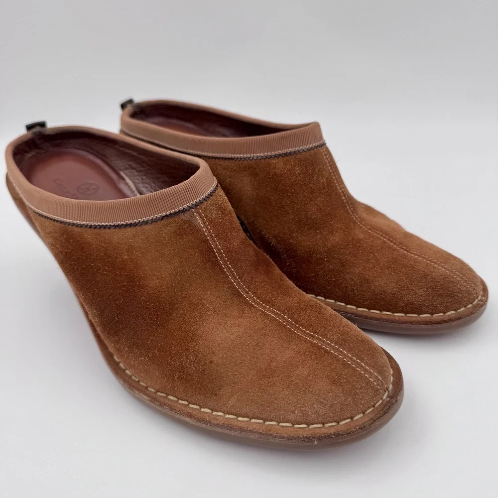 Cole Haan Womens 8B Brown Suede Wedge Mules Slip On Clogs D2017688 - Picture 1 of 9